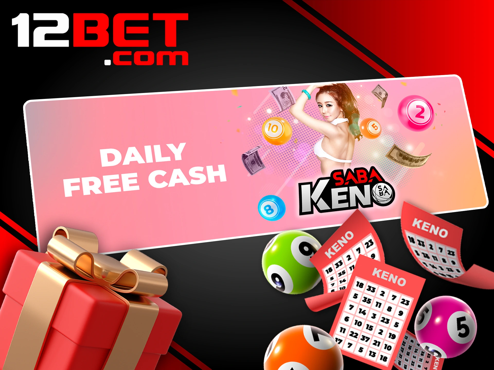 Try your fortune in keno betting with 12Bet bonus.