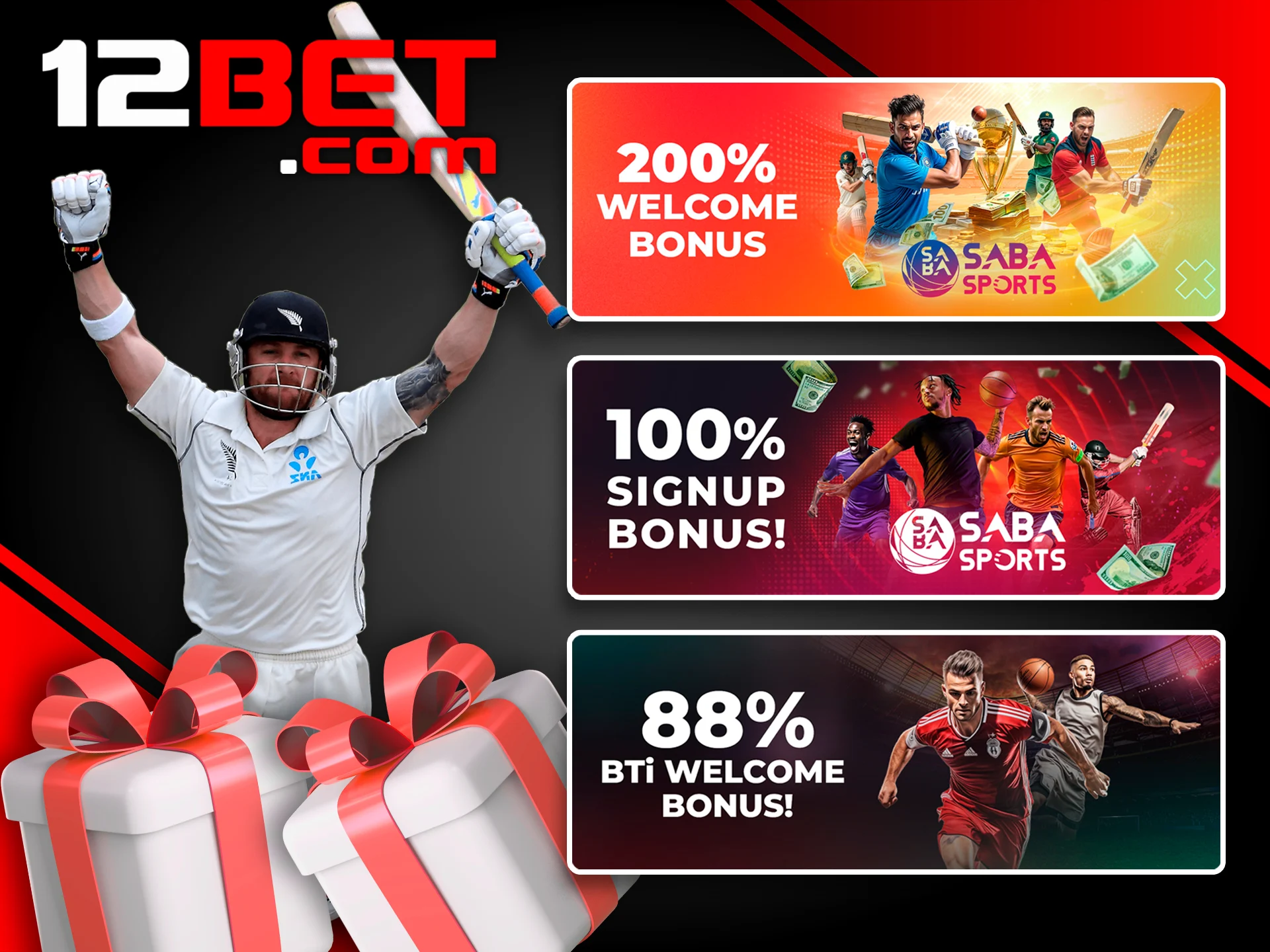 Place winning cricket bets with bonuses from 12Bet.