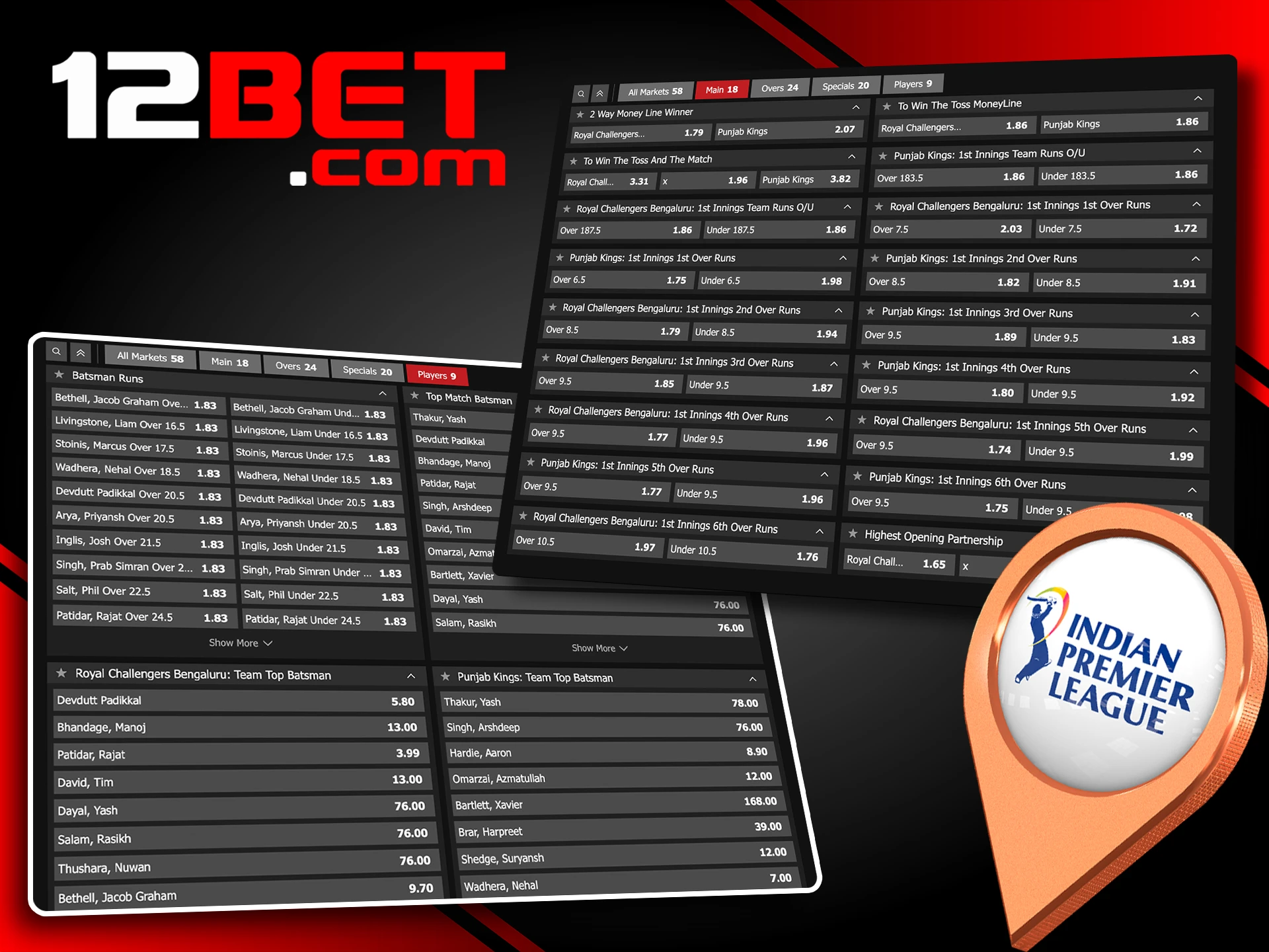Weed out the right market for a winning IPL bet at 12Bet.