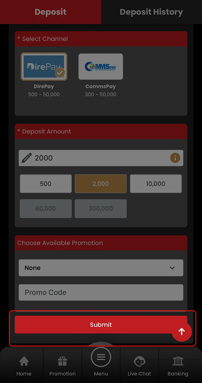 Complete your top-up on the 12Bet website and go to the section you are interested in.