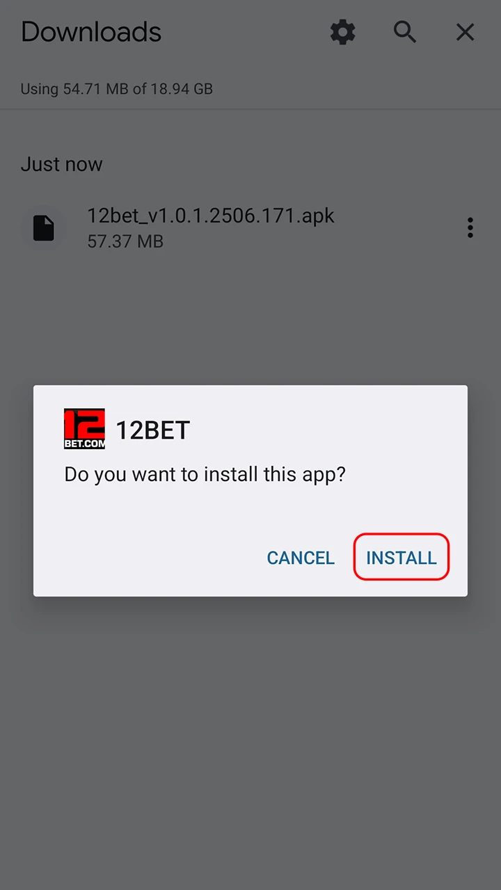 Open the downloaded file and complete the installation of 12Bet.
