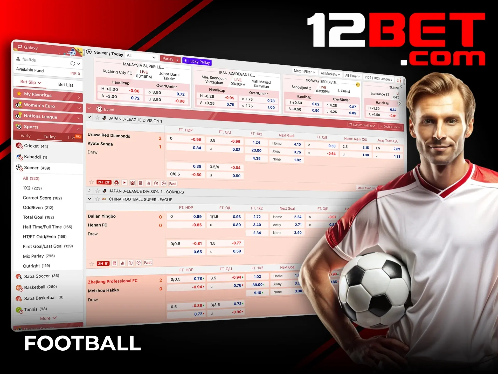 Create soccer predictions and win in the 12Bet sports section.