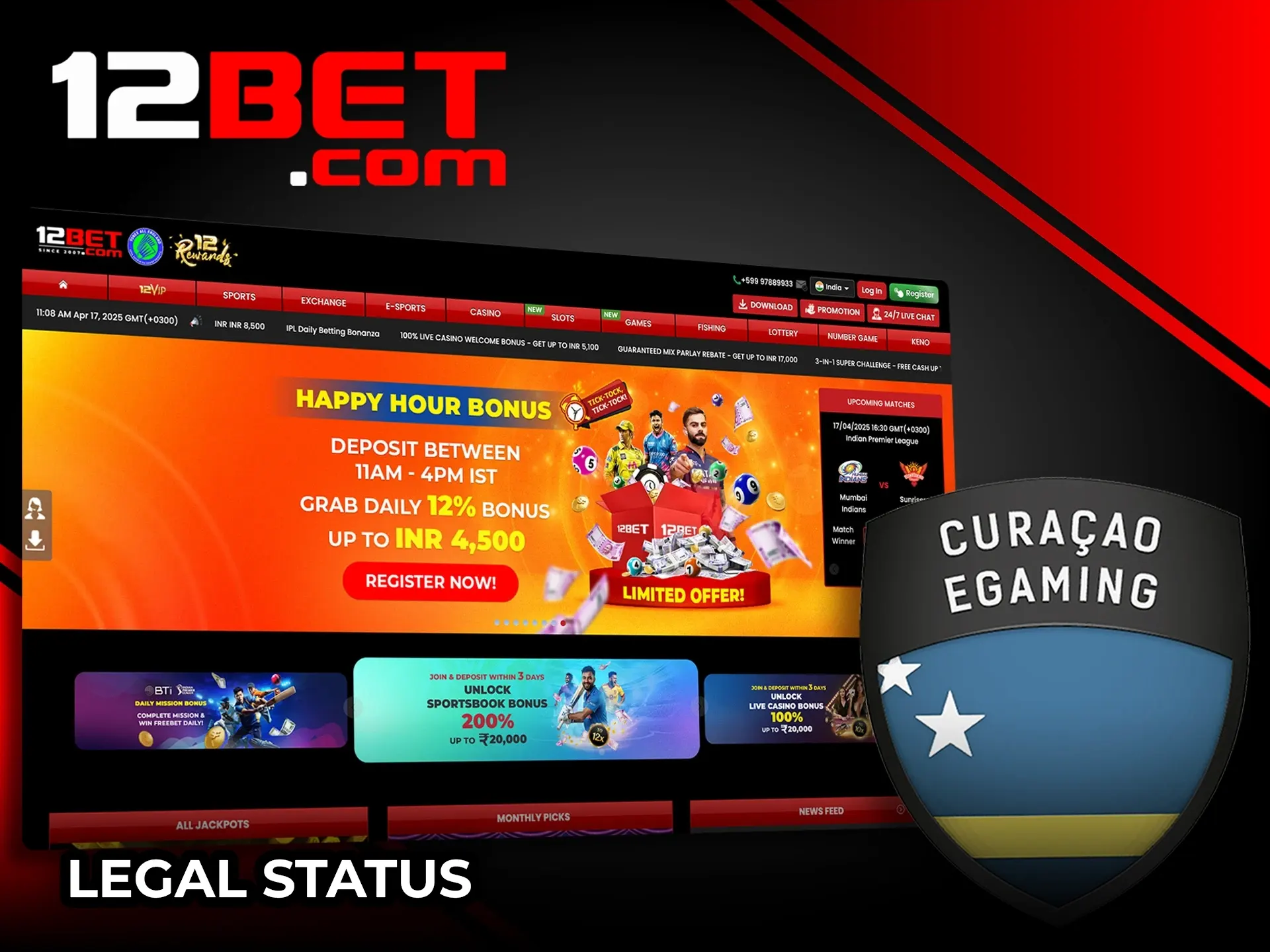 12Bet is legal for users from India and is licensed.