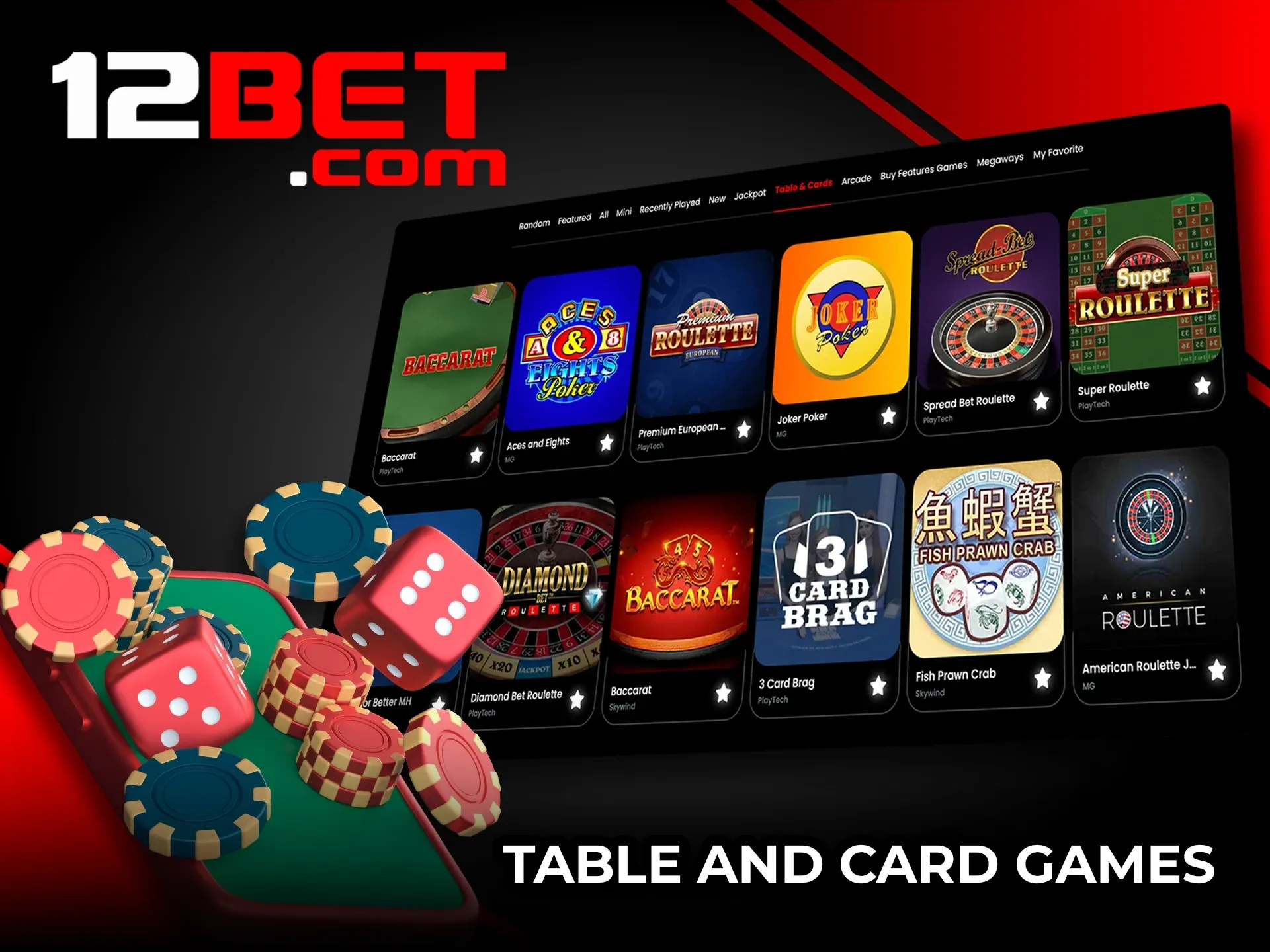 Use all your skills to beat your opponent in 12Bet table games.