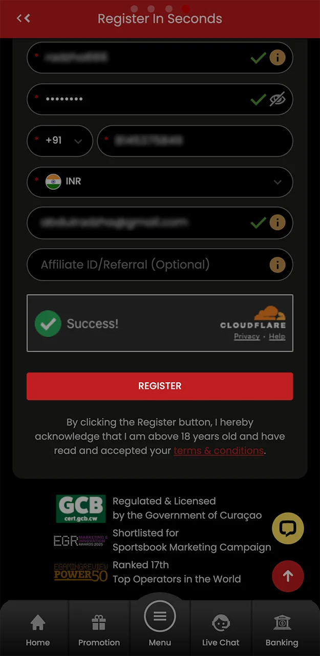 Complete the registration on the 12Bet platform.