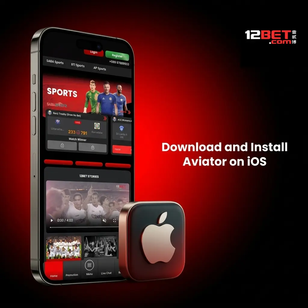 12Bet iOS app installation steps on iPhone showing Safari download, settings trust certificate, and Aviator game access