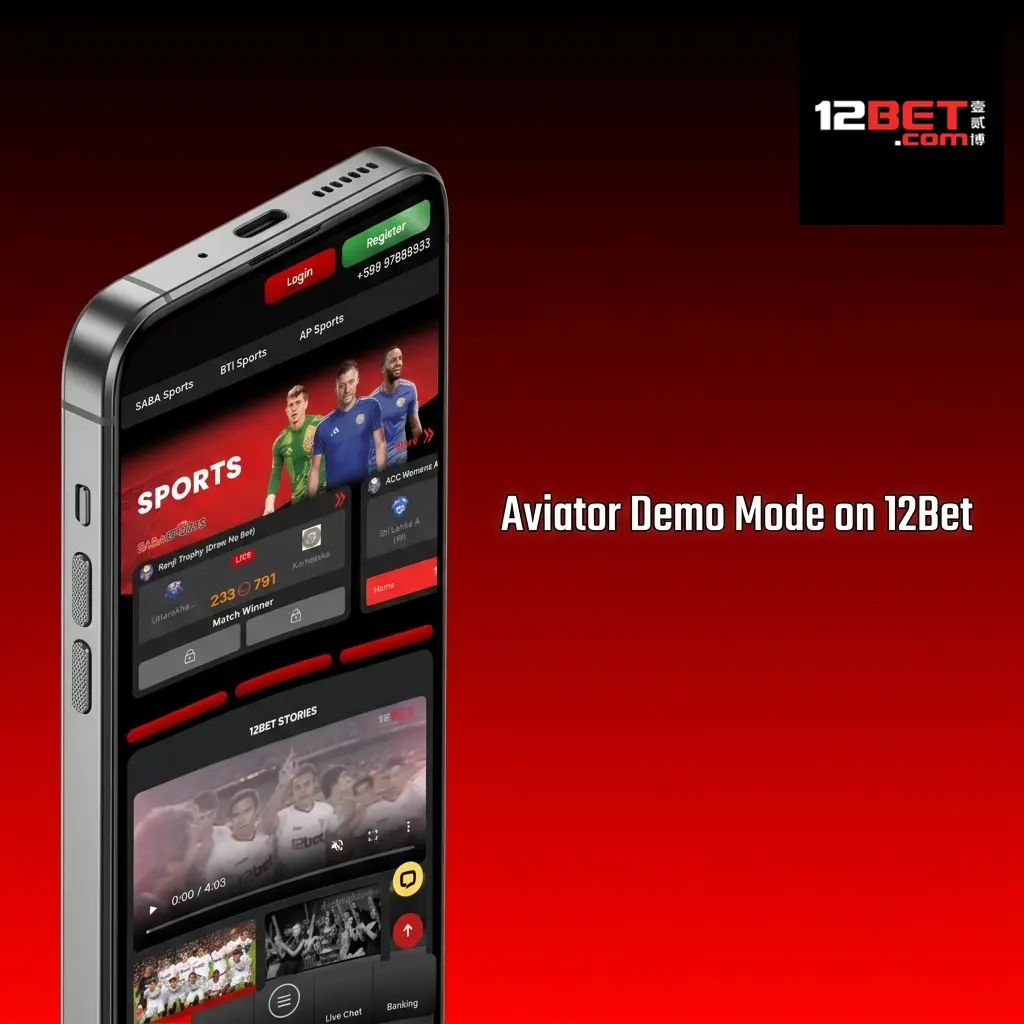 Aviator demo mode on 12Bet with virtual credits, no registration needed, full feature access including auto bet