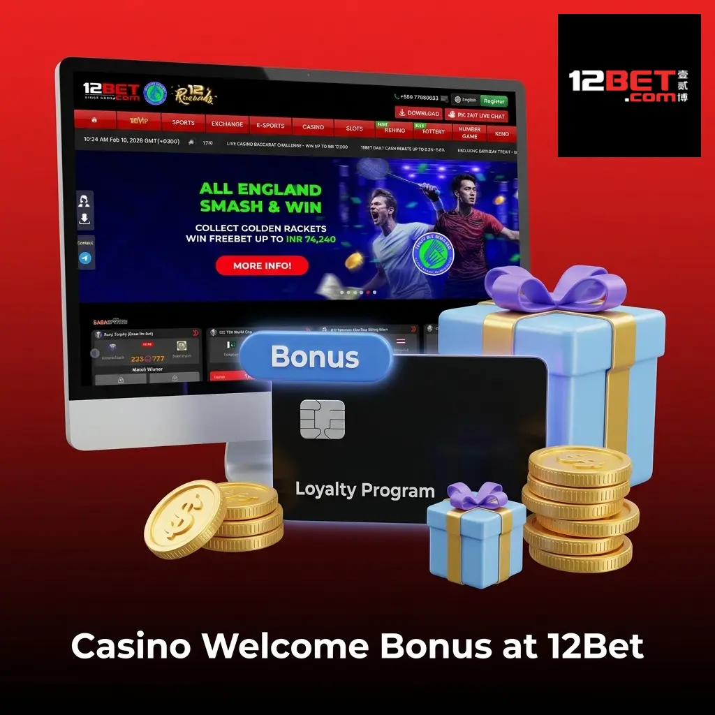 12Bet casino welcome bonus offering 88% match up to 8,000 INR for new Indian players on first deposit