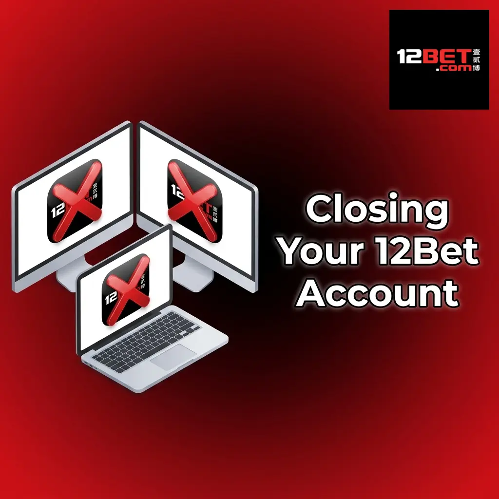 Person closing a 12Bet account online via account settings, selecting closure reason and submitting request to support team