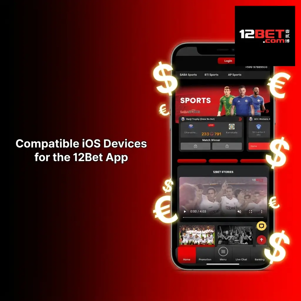 List of compatible iOS devices for the 12Bet app including iPhone X to 15 series and iPad models supporting iOS 12.0+