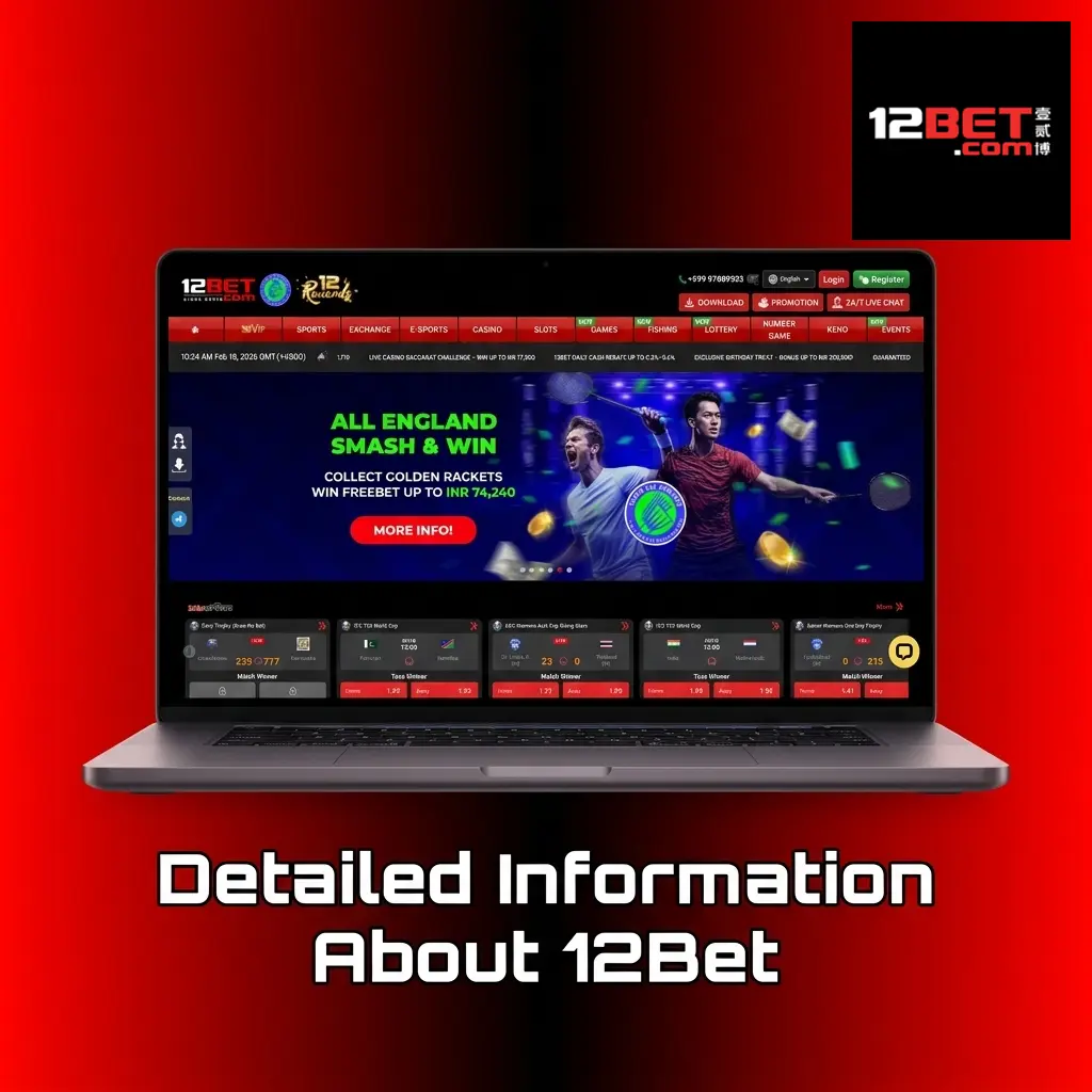 12Bet platform showing sports betting markets, mobile app interface, and security features for Indian players