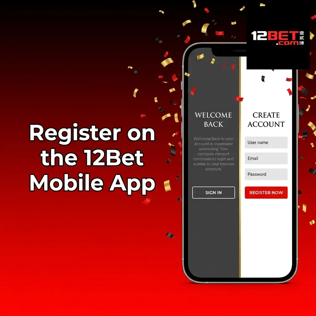 Person tapping Join Now on the 12Bet mobile app registration form on a smartphone screen