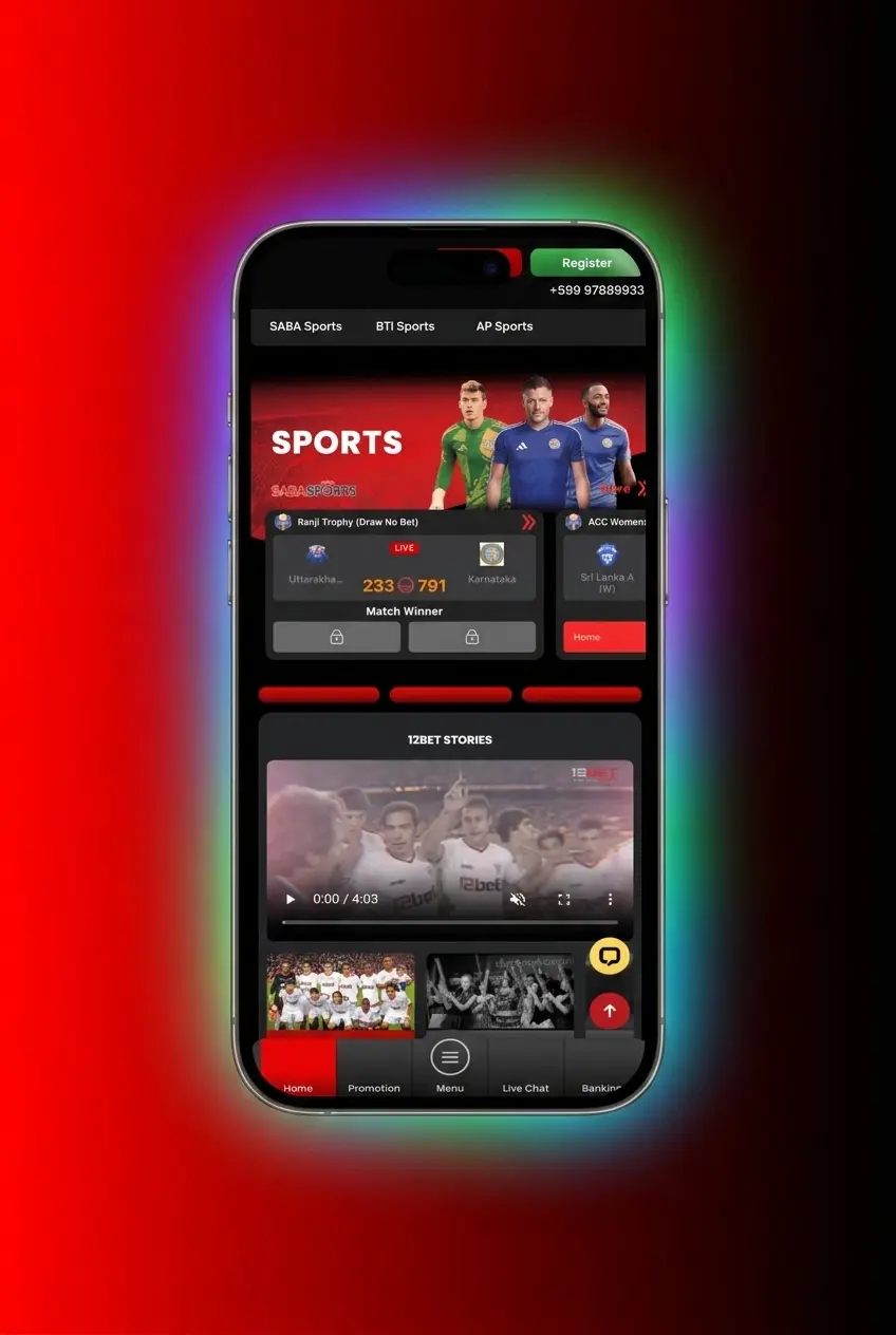 12Bet app registration screen showing sign-up steps for new users on Android or iOS mobile device