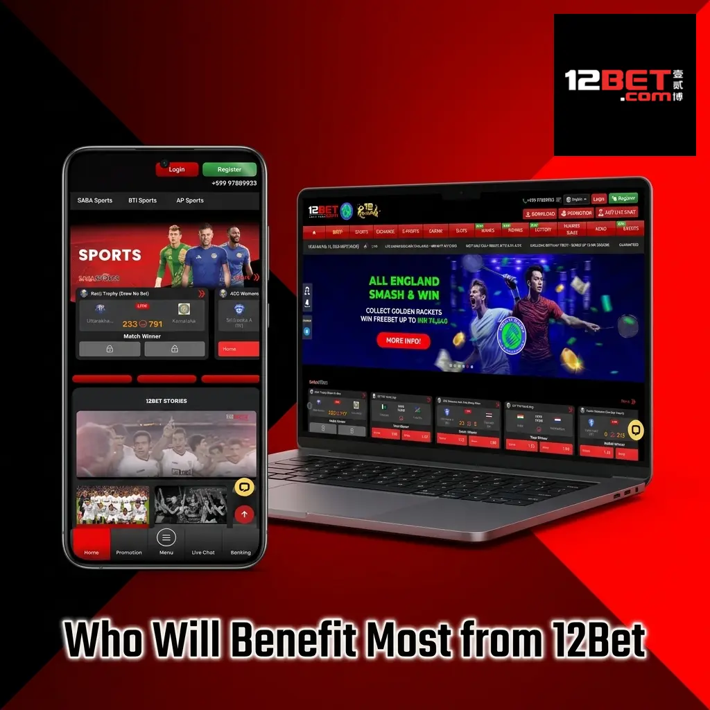 12Bet platform interface showing sports betting and casino options for Indian players supporting INR payments via UPI